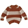thumbnail image 1 of Ashirexll Striped Knit Sweaters Stretch Fittingting Slim Base Shirts Top for Boys and Girls Casual Comfortable Fall Winter, 1 of 6