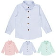 thumbnail image 1 of Ashirexll Striped Long Sleeve Shirts for Boys Turndown Collar Button Up Casual Top for Kids 6M-8 Years Everyday, 1 of 6