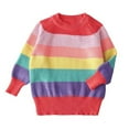 thumbnail image 1 of Ashirexll Striped Sweaters for Boys and Girls Round Neck Fleece Lined Thickened Pullover Kids Fall Winter Warm Comfortable Wear, 1 of 6