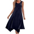 thumbnail image 1 of Ashirexll Summer Dress, Casual Dress for Women, Dresses Short Sleeve V Neck Drawstring Casual Ruffle A-Line Mini Dress Navy XL, 1 of 8