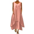 thumbnail image 1 of Ashirexll Summer Dress, Long Dresses for Women, Fashion Summer Casual Solid Round-Neck Sleeveless Vest Long Dress Pink 4XL, 1 of 6