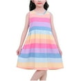 thumbnail image 1 of Ashirexll Summer Dresses for Teens, Girls Dresses Size 10-12, Girl's Sleeveless Round Neck Dress Color Matching Striped Casual Dresses, 1 of 3