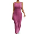 thumbnail image 1 of Ashirexll Summer Dresses for Women 2024, Long Dresses for Women, Sleeveless Strap Long Sexy Wrapped Hip Waist Knitted Dress for Women Pink L, 1 of 6