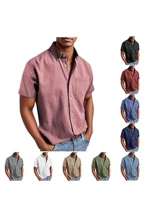 Summer Shirts for Men, Button up Shirt Men, Plus Size Turndown Collar Button up Shirts Short Sleeve Summer Casual Shirts with Pocket