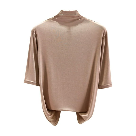 Ashirexll Summer Shirts for Women, Short Sleeve Shirts for Women, Solid Color Short Sleeve High Neck Undershirt Top