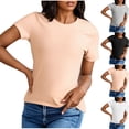thumbnail image 1 of Ashirexll Summer Shirts for Women, Womens Casual Tops, Casual Plus Size Lace Detail Short Sleeve Solid Color Blouse, 1 of 6