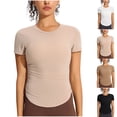 thumbnail image 1 of Ashirexll Summer Shirts for Women, Womens Casual Tops, Relaxed Plus Size Short Sleeve Round Neck Solid Color Blouse, 1 of 6