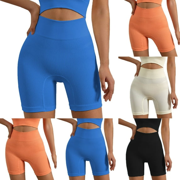 Ashirexll Summer Shorts for Women, Athletic Shorts for Women, High Waisted Casual 3 Piece Yoga Set with Shorts Solid Color