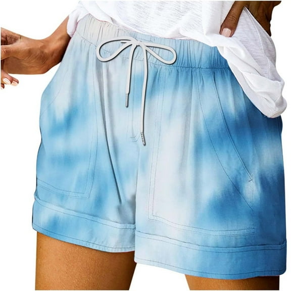 Ashirexll Summer Shorts for Women, Comfy Shorts for Women, Plus Size Drawstring Waist Casual Loose Pocket Shorts