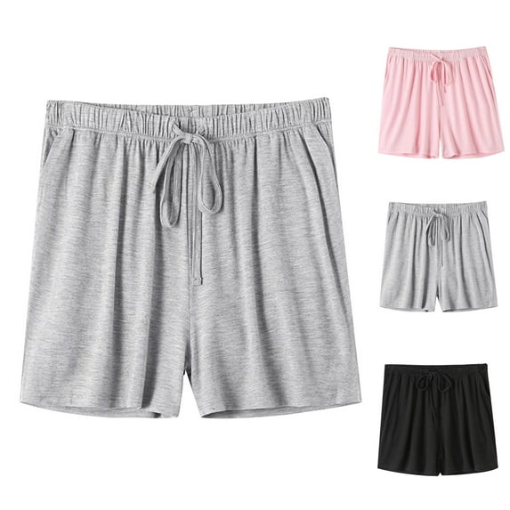 Ashirexll Summer Shorts for Women, Shorts for Women Trendy, Pocket Summer Elastic Home Casual Drawstring Pajama Shorts
