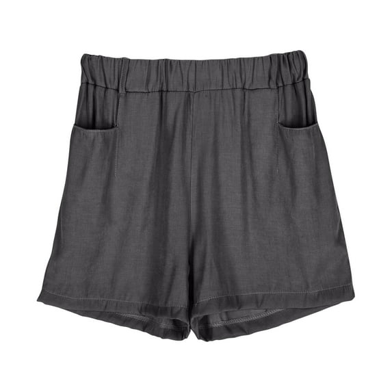 Ashirexll Summer Shorts for Women, Solid Color Elastic Waist Breathable and Quick Drying Loose Casual Shorts with Pockets Black XL