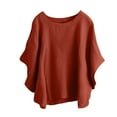 thumbnail image 1 of Ashirexll Summer Tops, Womens Shirts Casual, Fashion Short Sleeve Round Neck Shirt Casual Pullover Pocket Orange 5XL, 1 of 6