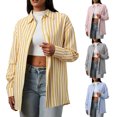 thumbnail image 1 of Ashirexll Summer Tops for Women, Formal and Casual Turndown Collar Long Sleeve Striped Shirts Top, 1 of 7