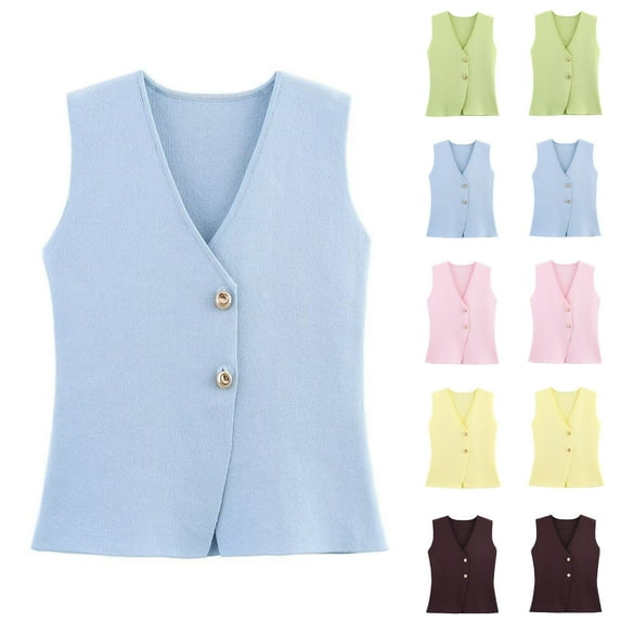 Ashirexll Summer Tops for Women, Tank Tops for Women, Casual Oversize Solid Color V-Neck Sleeveless Blouse Tank