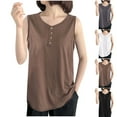 thumbnail image 1 of Ashirexll Summer Tops for Women, Womens Casual Tops, Casual Solid Color Round Neck Summer Sleeveless Blouse Tank, 1 of 7