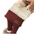 thumbnail image 1 of Ashirexll Super Thick Fleece Leggings for Women Plus Size Winter High-Waisted Leggings Fleece Lined Warm Pants,Elastic Slim Workout Yoga Tight Wine XXL, 1 of 8