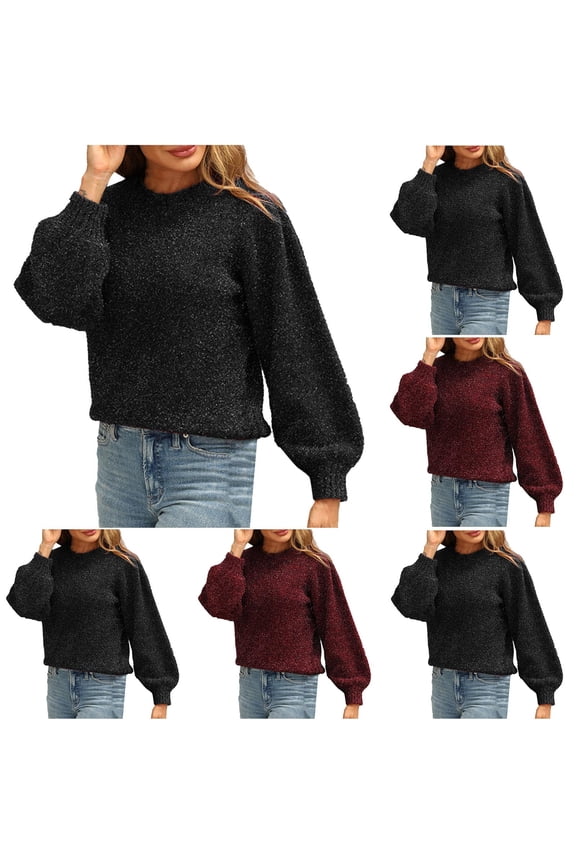 Sweaters for Women Trendy Pullover Sweaters Womens Christmas Print Long Sleeve Round Neck Sweater Festive Holiday Tops