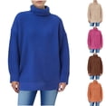 thumbnail image 1 of Ashirexll Sweaters for Women Trendy Pullover Sweaters Womens Long Sleeve Solid Color Knitted High Neck Pullover Sweater Warm, 1 of 7