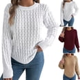 thumbnail image 1 of Ashirexll Sweaters for Women Trendy, Pullover Sweaters for Women, Women's Solid Color Long Sleeve Round Neck Pullover Knit Sweater Basic Top, 1 of 7