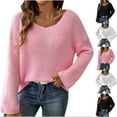 thumbnail image 1 of Ashirexll Sweaters for Women Trendy, Pullover Sweaters for Women, Womens Minimalist Flared Sleeve Round Neck Pullover Knit Sweater Loose Fitting, 1 of 4