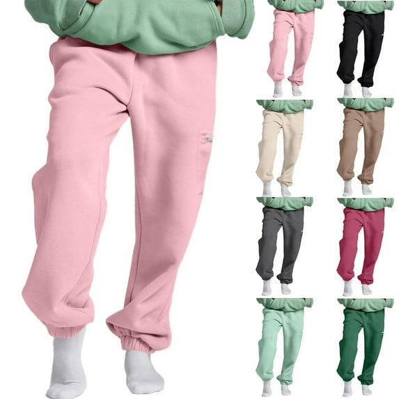 Ashirexll Sweatpants Women High Waisted Pants for Women Fashion Loose Solid Color Casual Zipper Pocket Long Sweatpants