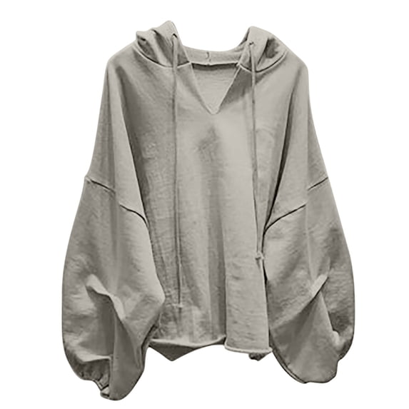 Ashirexll Sweatshirt for Women, Fall Casual Long Sleeve Hoodies Lightweight Solid Color Tops Gray XL