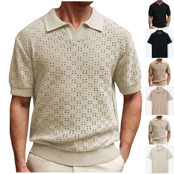 Ashirexll T Shirts for Man, Big and Tall Shirts for Men, Casual Summer Short Sleeve Turndown Collar T-shirts T-Shirts