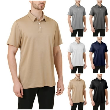 Ashirexll T Shirts for Man, Big and Tall Shirts for Men, Casual and Work Summer Shirts Solid Color Short Sleeve Turndown Collar Tops