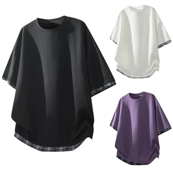 Ashirexll T Shirts for Man, Mens Shirts Casual, Summer Shirts Fashion Striped Color Casual Sport T-shirts Loose Short Sleeve Round Neck Blouses