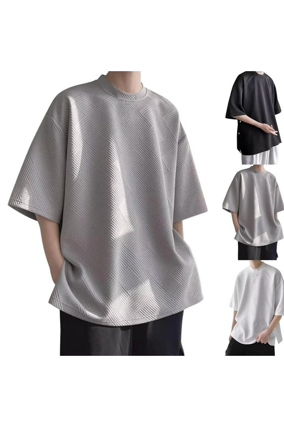 Mens Summer Shirts, Tshirts Shirts for Men, Solid Color Casual Summer for Mens Loose Half-Sleeve Round Neck T-shirts Tops