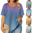 thumbnail image 1 of Ashirexll T Shirts for Women Summer Tops Women's Fashion Summer Printed Plus Size Short Sleeve V-Neck Blouses, 1 of 6