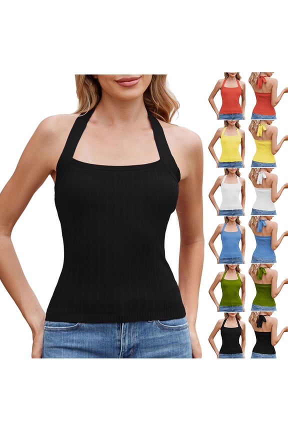 Tank Tops for Women Fashion Casual Summer Lace Up Short Pattern Knitted Chest Sweater Blouses