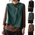 thumbnail image 1 of Ashirexll Tank Tops for Women, Fashion Casual Summer Loose Sleeveless Twill Button V-Neck Outerwear Tops, 1 of 7