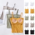 thumbnail image 1 of Ashirexll Tank Tops for Women, Straight Neck Suspender Solid Color Camisole Built in Bra Top Blouses, 1 of 6