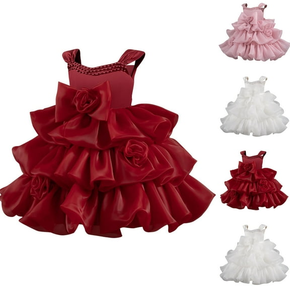 Ashirexll Teen Summer Dresses, Girls Summer Dress, 2-10Y Girls' Sleeveless Camisole Dress Tiered Summer Slip Dresses