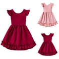 thumbnail image 1 of Ashirexll Teen Summer Dresses, Girls Summer Dress, 2-10Y Girls' Summer Fashion Ruffle Sleeve Round Neck Dress for Breathable and Casual, 1 of 7