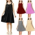 thumbnail image 1 of Ashirexll Teen Summer Dresses, Girls Summer Dress, 4-15Y Girls Cute Casual Slip Dress Solid Color Sleeveless Camisole A-Line Dress, 1 of 7
