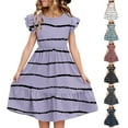 thumbnail image 1 of Ashirexll Teen Summer Dresses, Girls Summer Dress, Dresses for Kids 5-14Y Summer Casual Fashion Ruffle Sleeve Dresses, 1 of 7
