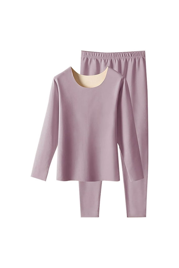 Thermal Underwear Women Plus Size Ultra-Soft Set Base Layer Top & Bottom Long Johns with Fleece Lined Winter Warm Purple L