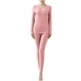 thumbnail image 1 of Ashirexll Thermal Underwear Women Warm Thicken Plus Size Soft Crew Neck High Waisted Long Johns Fleece Lined Base Layer Pajama Set Cold Weather Pink XXL, 1 of 3