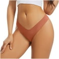 thumbnail image 1 of Ashirexll Thongs for Women, Silk Underwear for Women Low Waist Solid Color Seamless No Show Stretch Thong Panties Orange M, 1 of 6