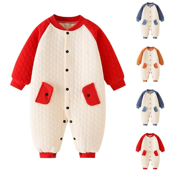 Ashirexll Toddler Boys Clothes Long Sleeve Warm Romper Toddler Boys Long Sleeve Warm Jumpsuit Pajamas Soft Comfortable for Nighttime and Indoor Wear