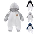 thumbnail image 1 of Ashirexll Toddler Velvet Romper Infant Hooded Outerwear Spring and Fall Teddy Bear Embroidered Hooded Zipper Romper for Infants Sports Color Block for Outdoor Activities, 1 of 4