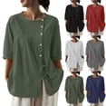 thumbnail image 1 of Ashirexll Tops for Women Trendy, Short Sleeve Shirts for Women, Spring Summer Casual Solid Color Round Neck Drawstring Top, 1 of 7