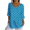 thumbnail image 1 of Ashirexll Tops for Women Trendy, Womens Casual Tops, Casual Print Loose 3/4 Sleeve V Neck Blouse Shirt for Ladies Fashion, 1 of 5