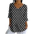 thumbnail image 1 of Ashirexll Tops for Women Trendy, Womens Casual Tops, Casual Print Loose 3/4 Sleeve V Neck Blouse Shirt for Ladies Fashion, 1 of 5