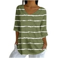 thumbnail image 1 of Ashirexll Tops for Women Trendy, Womens Casual Tops, Casual Print Loose 3/4 Sleeve V Neck Blouse Shirt for Ladies Fashion, 1 of 5