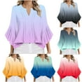 thumbnail image 1 of Ashirexll Tops for Women Trendy, Womens Casual Tops, Solid Color Round Neck 3/4 Sleeve Top Shirt for Ladies Casual Spring Summer, 1 of 4