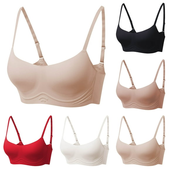 Ashirexll Tshirt Bras for Women, Wireless Bras for Women, Women's Solid Color Lace Thin Style Ventilate Back Buckle Bra Steel Rim