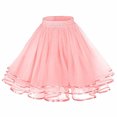 thumbnail image 1 of Ashirexll Tulle Skirts for Women Solid Color Elastic Waist Pleated Tutu Mesh Colorful Tutu Mini Skirt Pink Free Size, 1 of 2